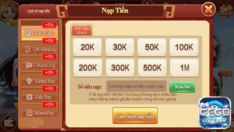 Nạp tiền siêu nhanh, siêu an toàn