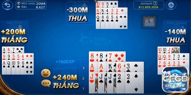 Xác định thắng thua trong chi bằng cách so sánh độ lớn tổ hợp lá bài