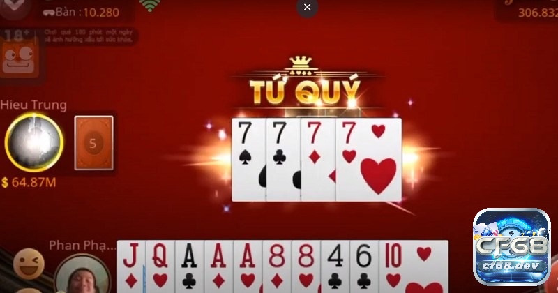 Tổ hợp tứ quý 7 trong quy định bài tiến lên miền nam