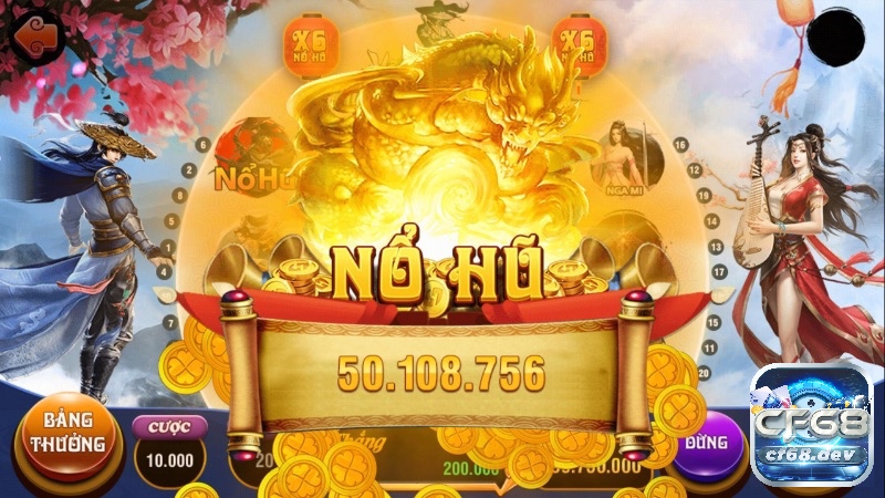Giao diện game nổ hũ đổi thưởng với hiệu ứng quay slot bắt mắt, dễ chơi, dễ trúng