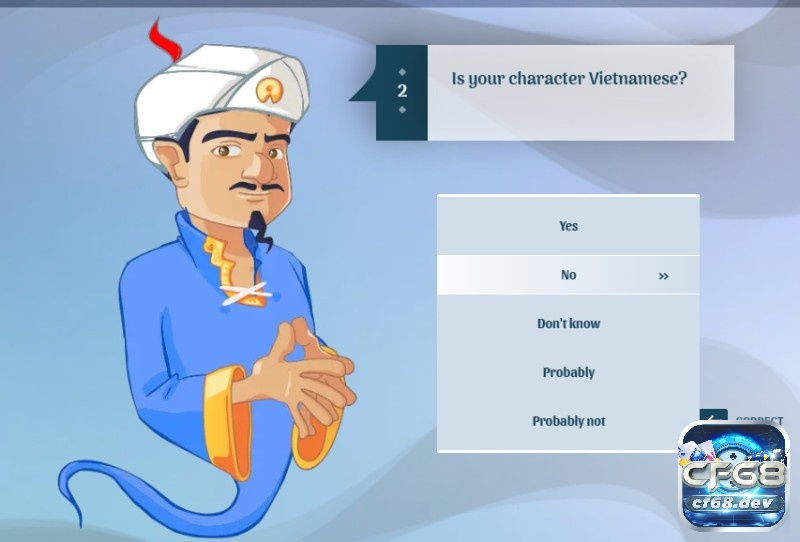 Akinator phân tích câu trả lời qua AI