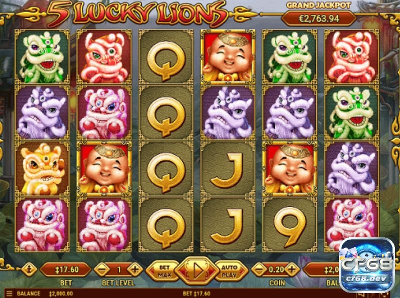 Game slot 5 Lucky Lions là lựa chọn lý tưởng cho người yêu thích slot game đậm chất văn hóa Á Đông.