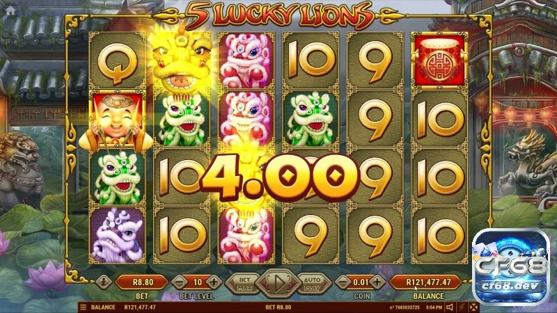 5 Lucky Lions mang đến cơ hội thắng cược đầy hấp dẫn cho mọi người chơi.