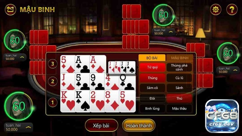 Đặt sức mạnh vào chi cuối là một trong những mẹo quan trọng giúp bạn áp dụng cách tính điểm Mậu Binh tối ưu.