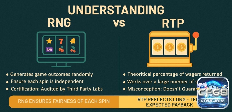 RTP và RNG quyết định tính công bằng và ngẫu nhiên của mỗi vòng quay trong game nổ hũ thưởng lớn mỗi ngày.
